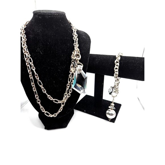 Dorgelo Sterling Chunky Long Necklace and Bracelet Fabulous - Picture 4 of 13